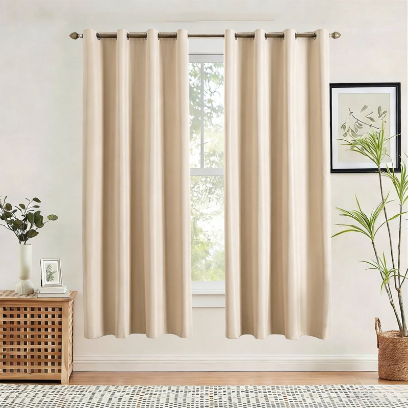 Insulated Blackout Curtains - Light Blocking Window Drape for Bedroom & Living Room, 59x63in