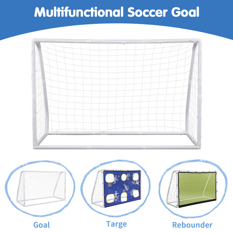 6x4 ft 3-in-1 Soccer Goal with Rebound Net, Target Training & Ball Set