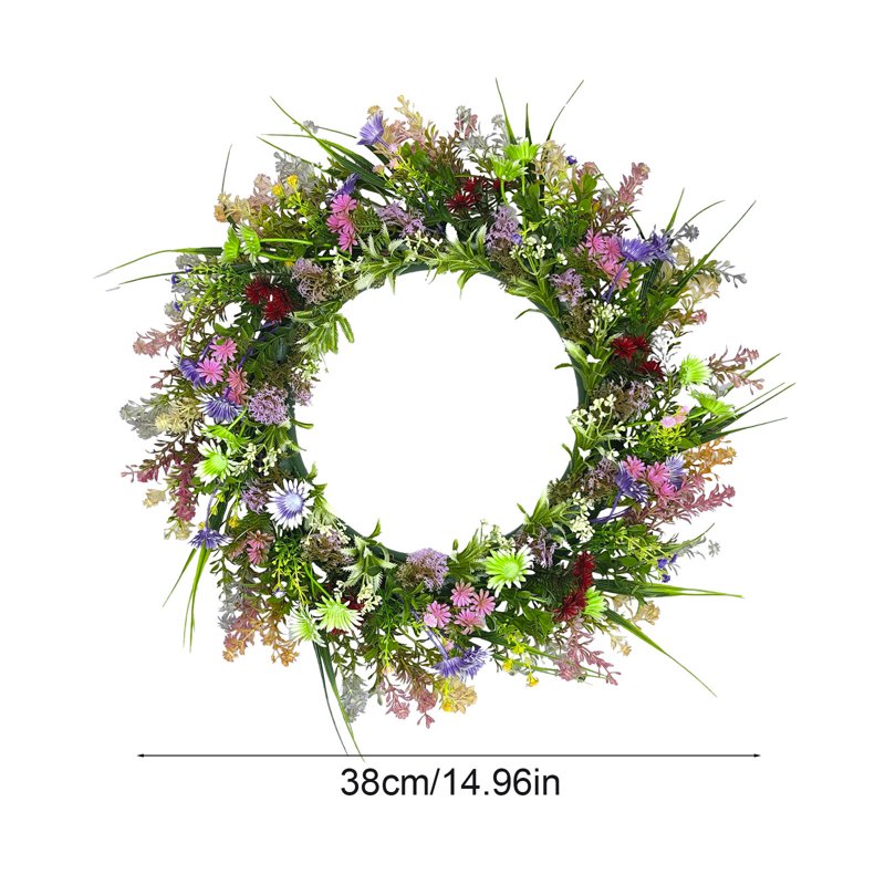 All-Season Artificial Wreath with Frosted Greenery and Berries - 15 Inch Indoor Outdoor Door Decor