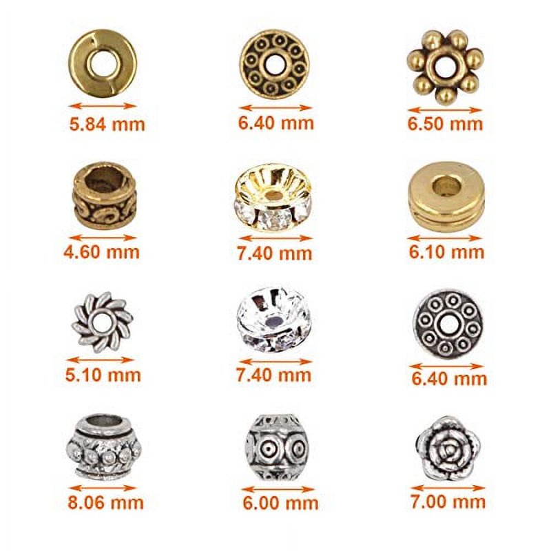 600pcs Jewelry Bead Spacer Set - Silver & Gold Alloy Charms for DIY Bracelets & Necklaces