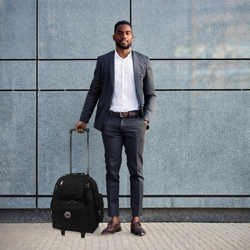 Travel Rolling Backpack 22-Inch Airline Approved Carry-On Durable Polyester