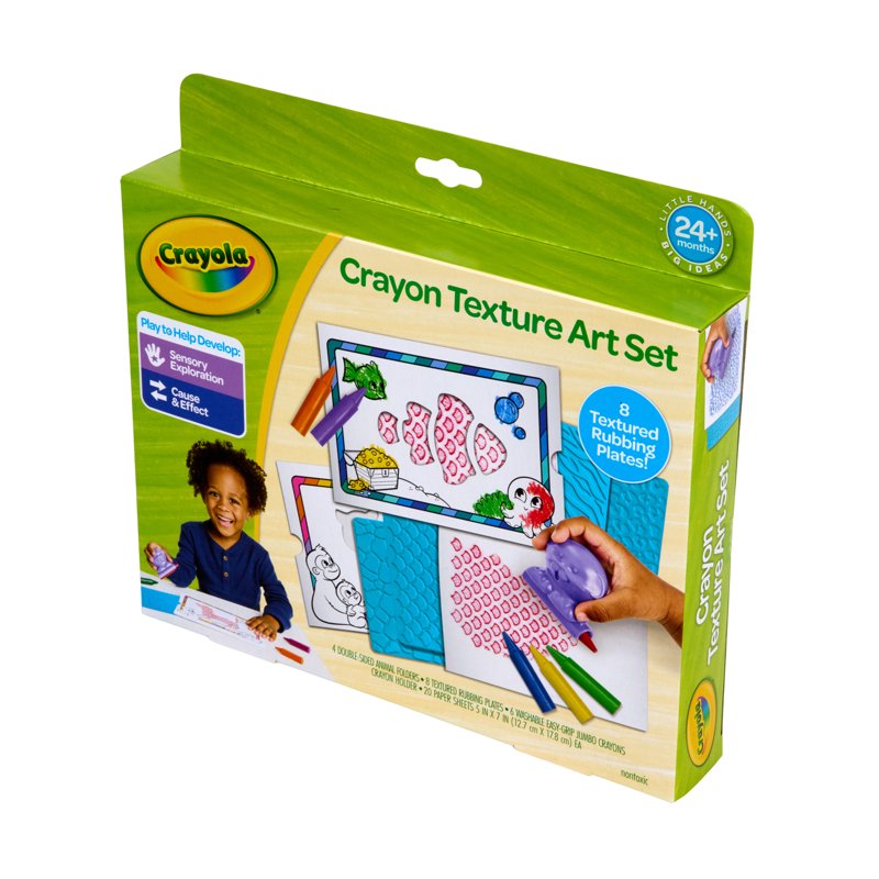 Kids Texture Art Kit with Jumbo Crayons & Rubbing Plates - Toddler Creative Set