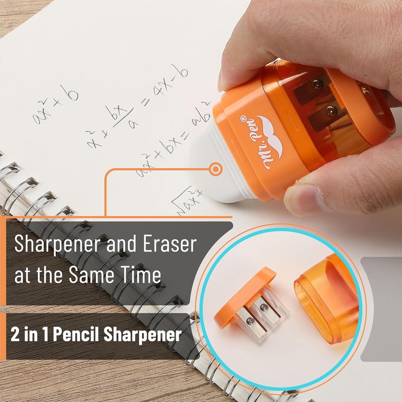 Colorful 4-Pack Pencil Sharpener and Eraser Set - Compact, Portable School Supplies