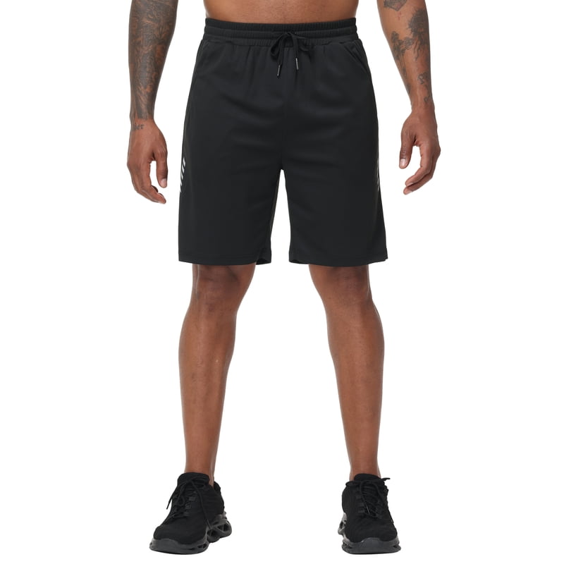 Men's Athletic Running Shorts with Zipper Pockets - Breathable Mesh Quick Dry Gym Wear