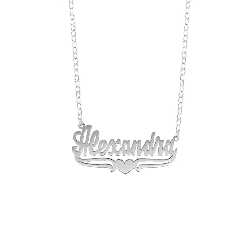 Personalized Name Necklace with Heart & Tail - Customizable Jewelry for Women