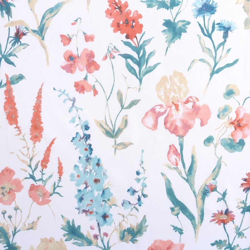 2 Pack Sheer Voile Curtain Panels with Rod Pocket - White Floral, 58x84 Inches