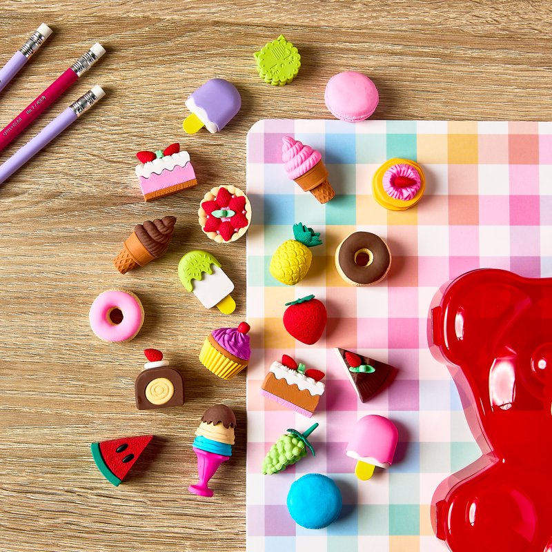 Treats Theme Novelty Eraser Pals Set – 25 Colorful Fun School Supplies