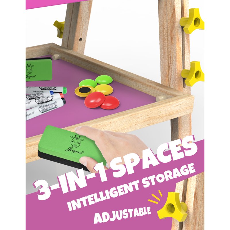 Children's Adjustable Wooden Art Easel with Drawing Paper & Magnetic Letters