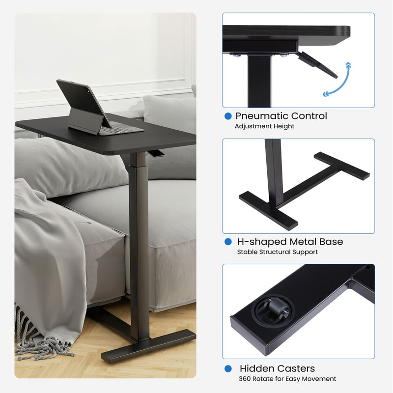 ZUNMOS Mobile Standing Desk with Hidden Casters - Height Adjustable Overbed Laptop Table (Variation: Black)