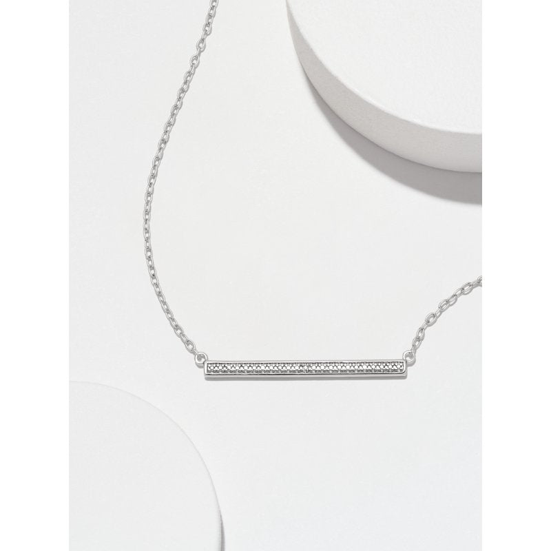 Silver Necklace with Diamond Accent, 18-Inch Classic Bar Pendant Jewelry
