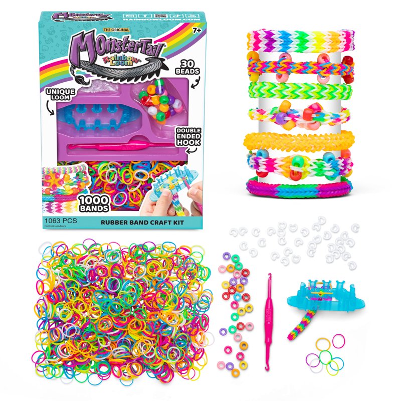 Rainbow Loom Monster Tail Craft Kit for Bracelets Ages 7+ - Includes Loom and Bands