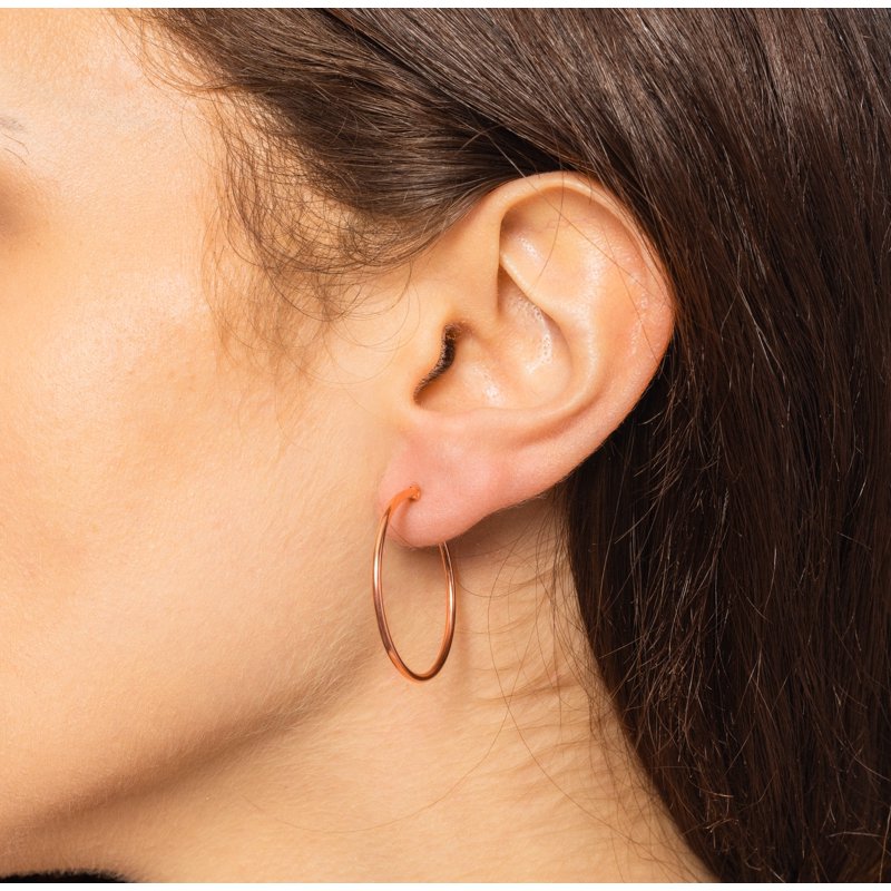 Sterling Silver & 14K Rose Gold Plated Hoop Earrings 30MM - Women's Jewelry