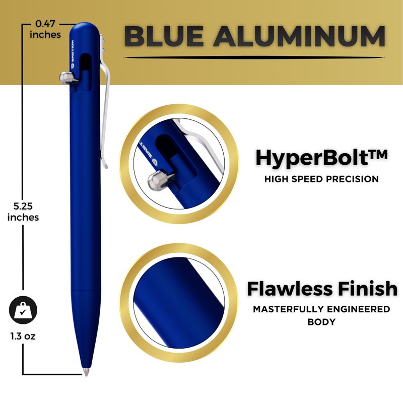 Refillable Aluminum Bolt Action Ballpoint Pen - Multiple Colors