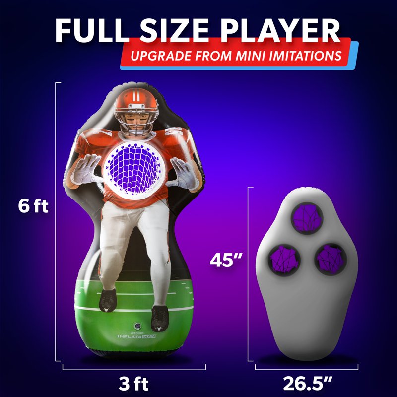 Inflatable Football Toss Game Set with Receiver and Scoreboard - Kids & Adults
