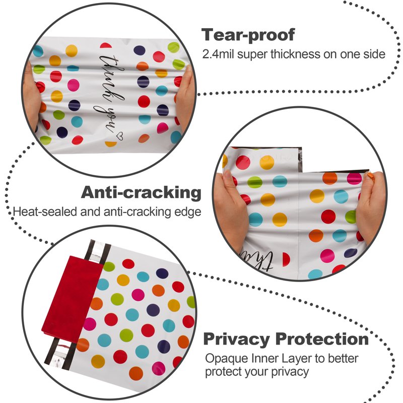 Poly Mailers Self-Seal Shipping Bags Pack 6x9 Inches Waterproof Durable Polka Dot