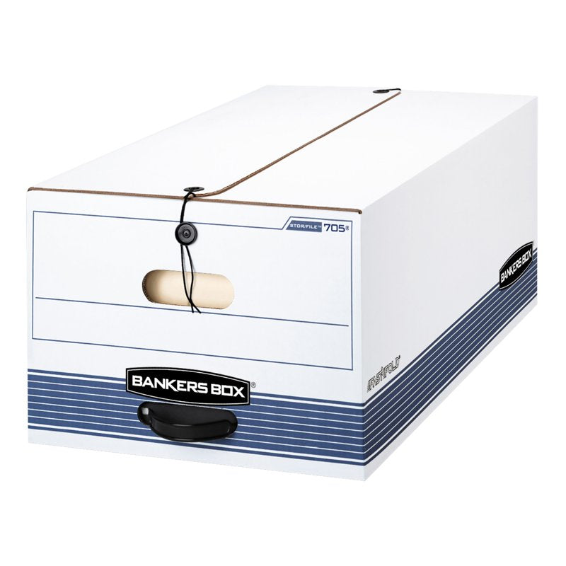 Legal Size Storage Boxes with Locking Lids & Handles - White/Blue, Case of 3