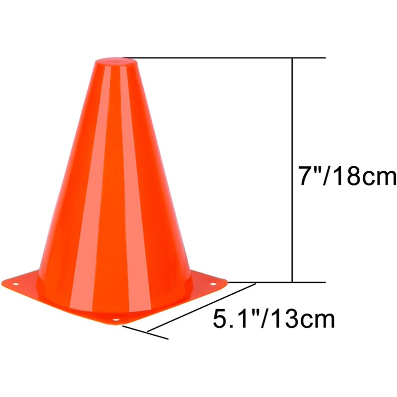 Sports Soccer Cones 7 Inch Pack of 24 - Durable Indoor Outdoor Training Equipment
