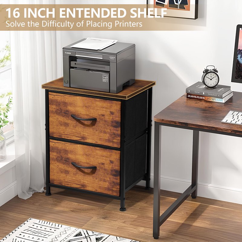 Modern Wood File Cabinet with Drawer for Home Office and Under Desk Storage