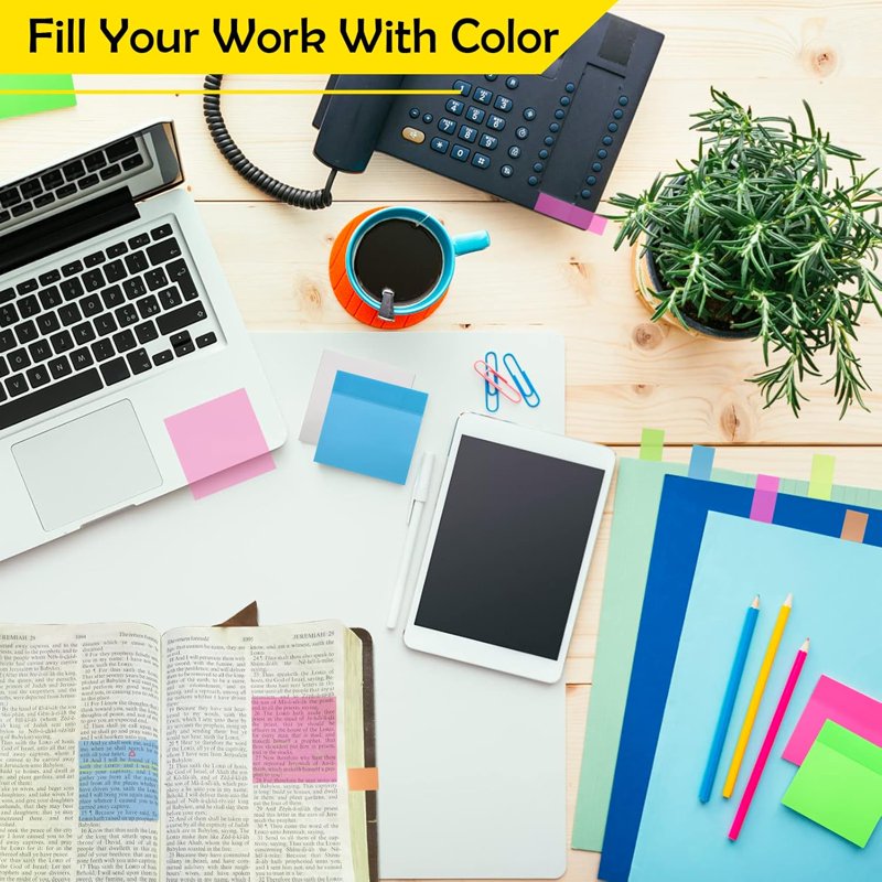 Transparent Sticky Notes Set - Waterproof 700 Sheets in 6 Colors for Book & Computer Notes