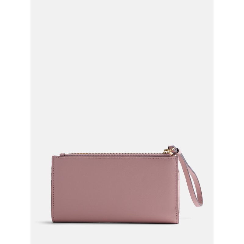 Women's Faux Leather Clutch Wallet with Card Slots & Wristlet Strap