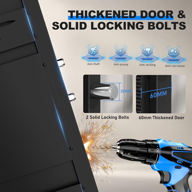 Large Biometric Gun Safe 10-12 Guns Lockable Cabinet with Accessories