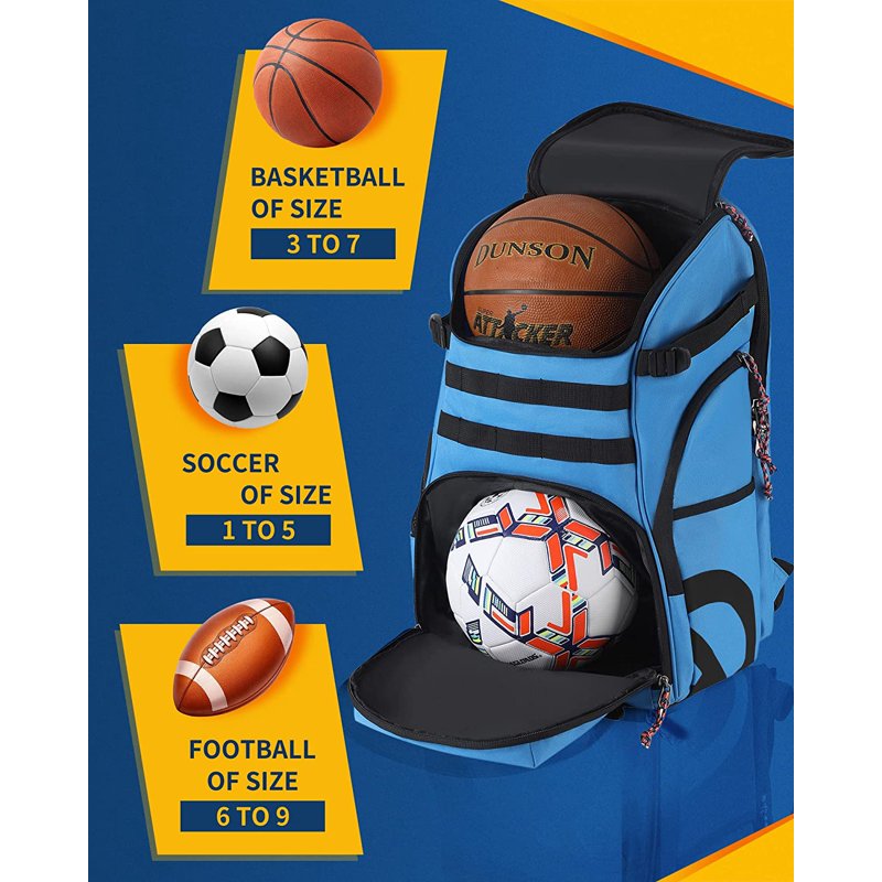 Large Sports Backpack for Basketball Soccer Volleyball & Travel - 35L Capacity