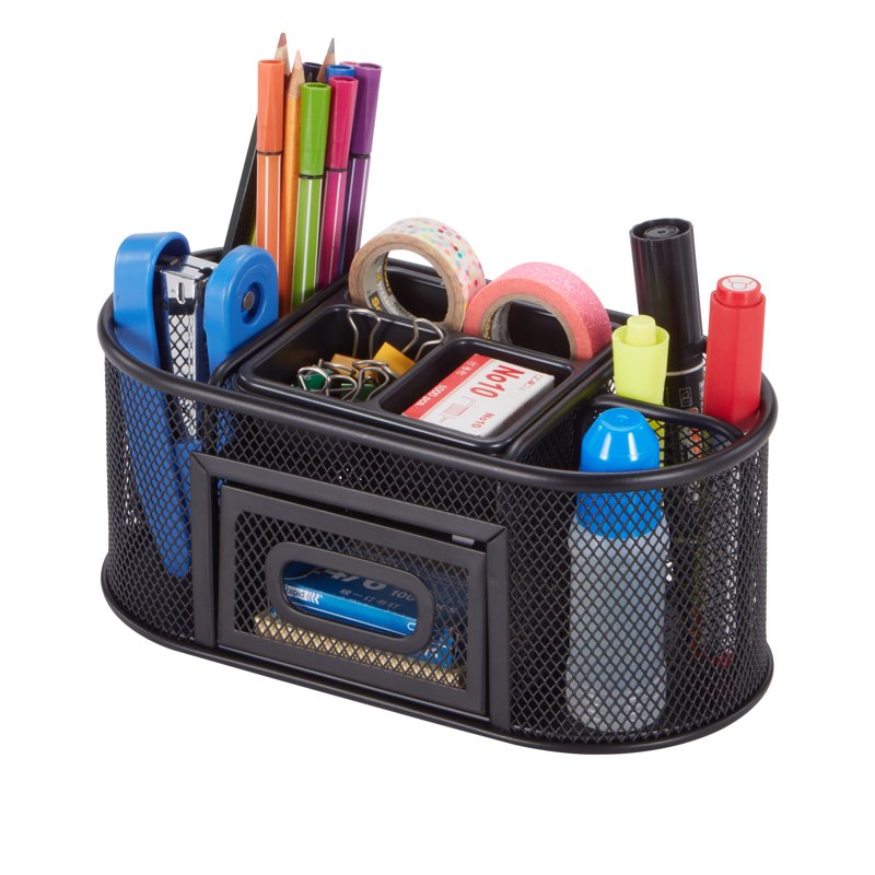 Metal Mesh Desktop Organizer for Office Supplies - Black