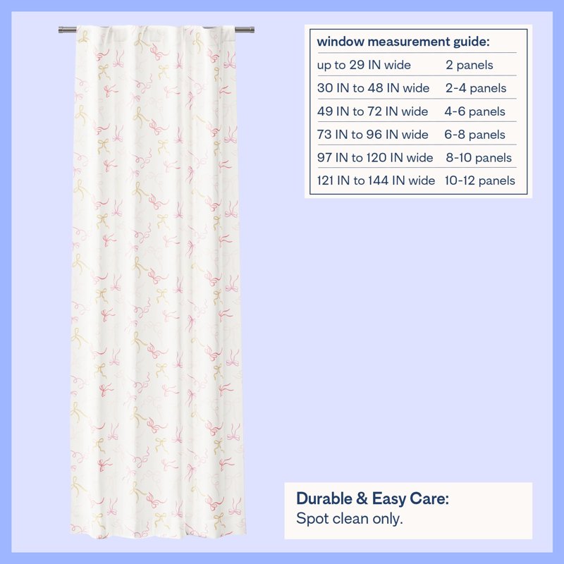 Kids Blackout Curtain Panel with Ribbon Print - 38 x 84 inches, Pink & Yellow