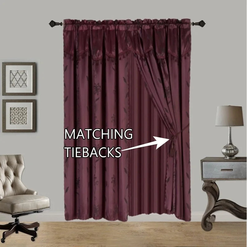 8-Piece Complete Curtain Set with Valances & Tassels - Privacy Sheer Panels