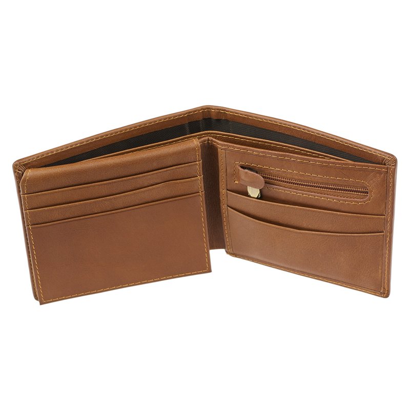 Full Grain Leather RFID Blocking Wallet for Men with Bible Verse - Saddle Tan