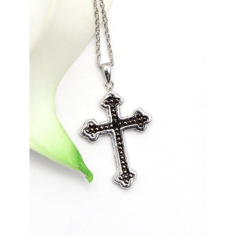 Diamond Cross Pendant Necklace for Women in Sterling Silver