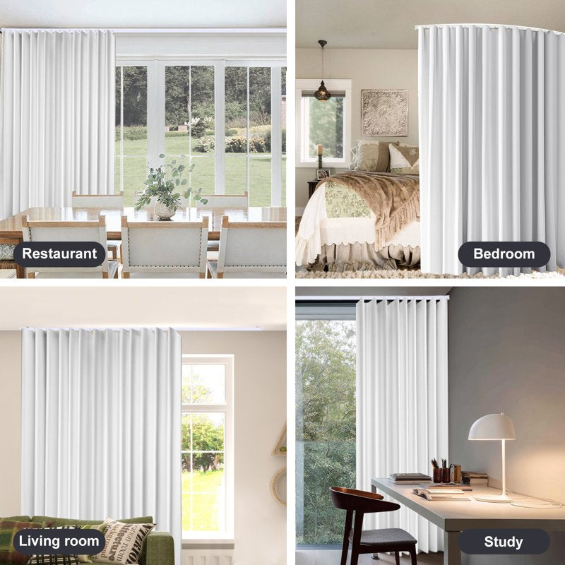 Room Divider Curtain Set with Ceiling Track - Blackout, Privacy, Flexible Mounting