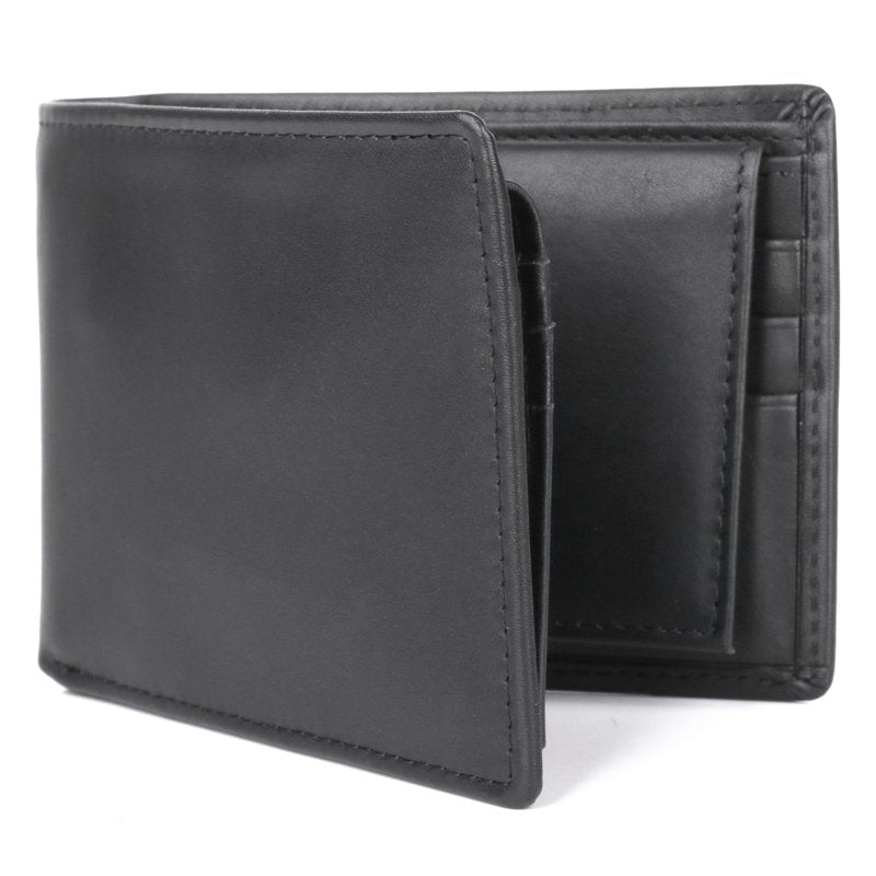 Men's Leather Double ID Credit Card Wallet - Black or Brown