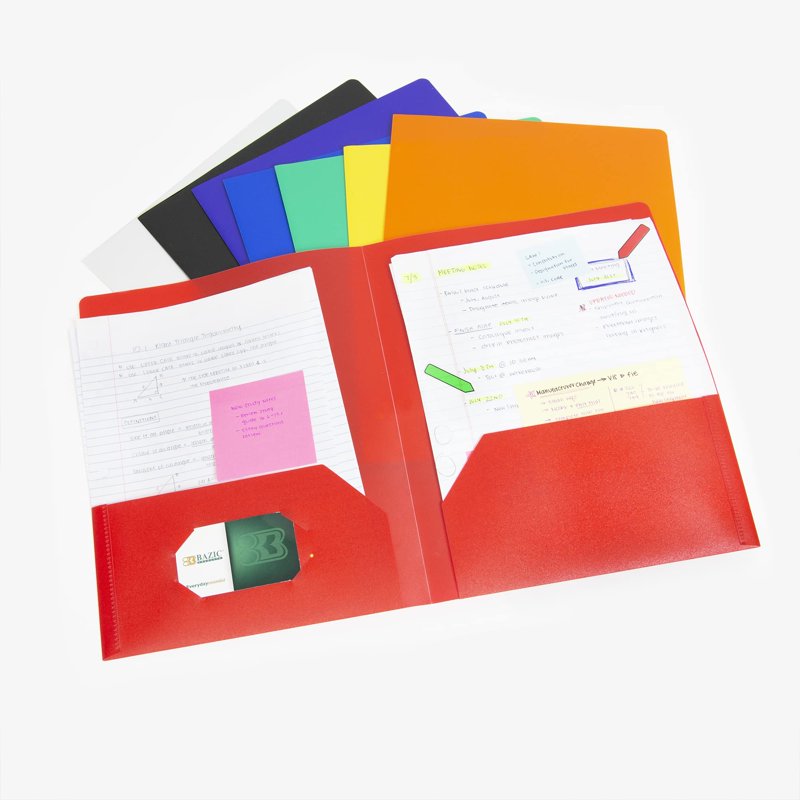 Poly Pocket Folder Set - 8 Durable Letter-Size File Folders
