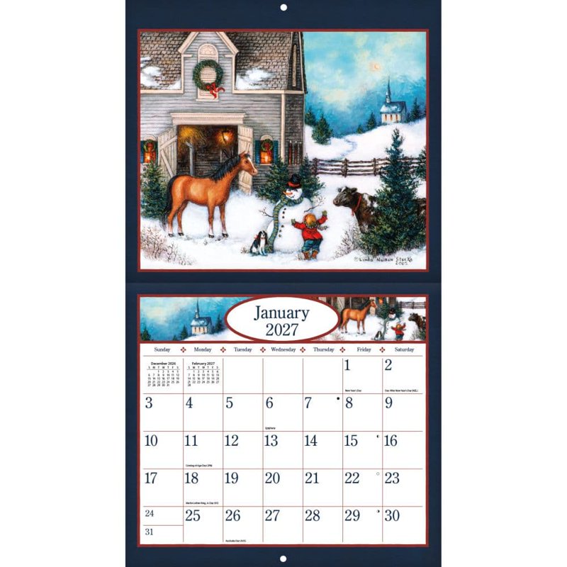 Linda Nelson Stocks 2027 Wall Calendar - Rural Artwork with Full-Color Monthly Pages