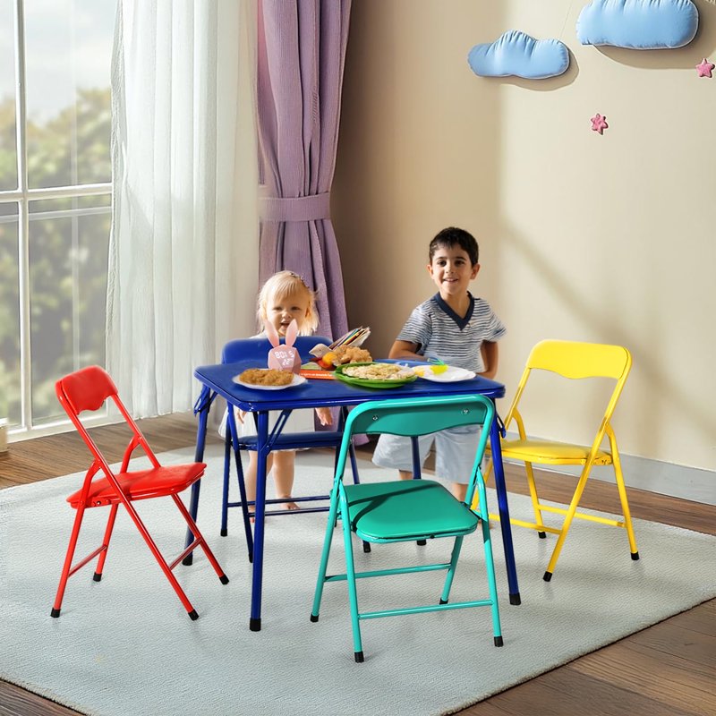 Kids Activity Table and Chair Set - Folding Preschool Playroom Furniture for Arts and Learning