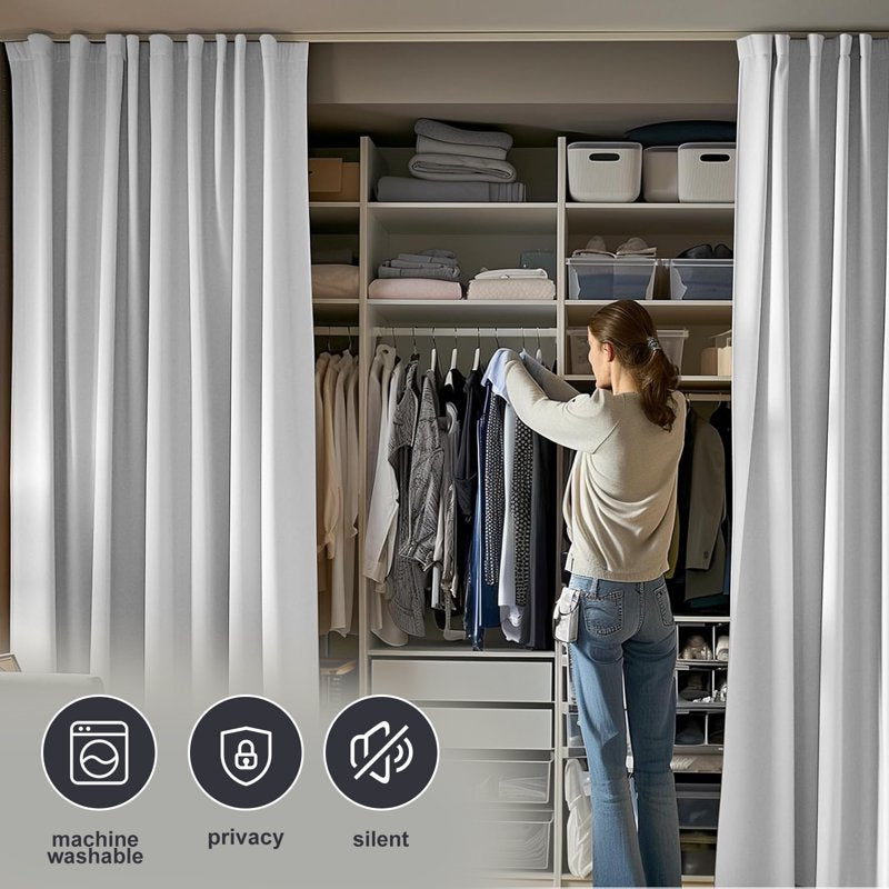 Room Divider Curtain Set with Ceiling Track - Blackout, Privacy, Flexible Mounting