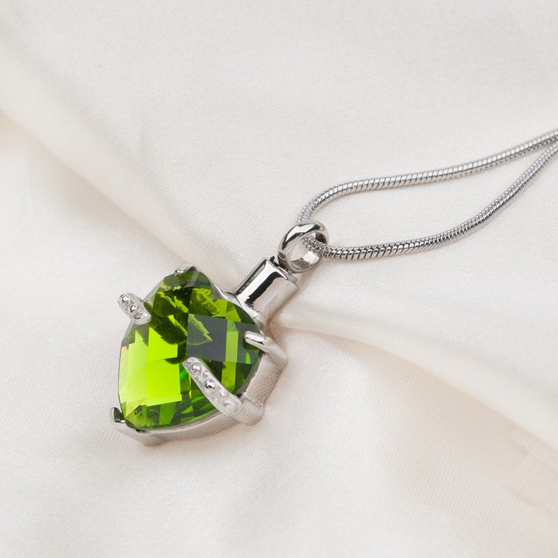 Heart Cremation Necklace for Ashes with Birthstone Crystal Pendant Memorial Jewelry