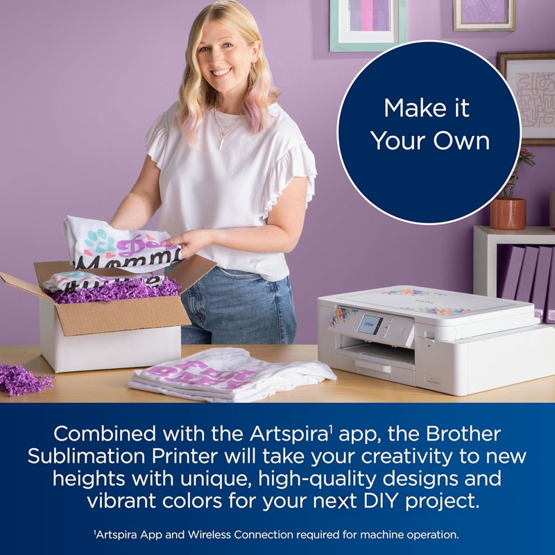 Brother Sublimation Printer with Wireless Connectivity and 100 Sheets Sublimation Paper