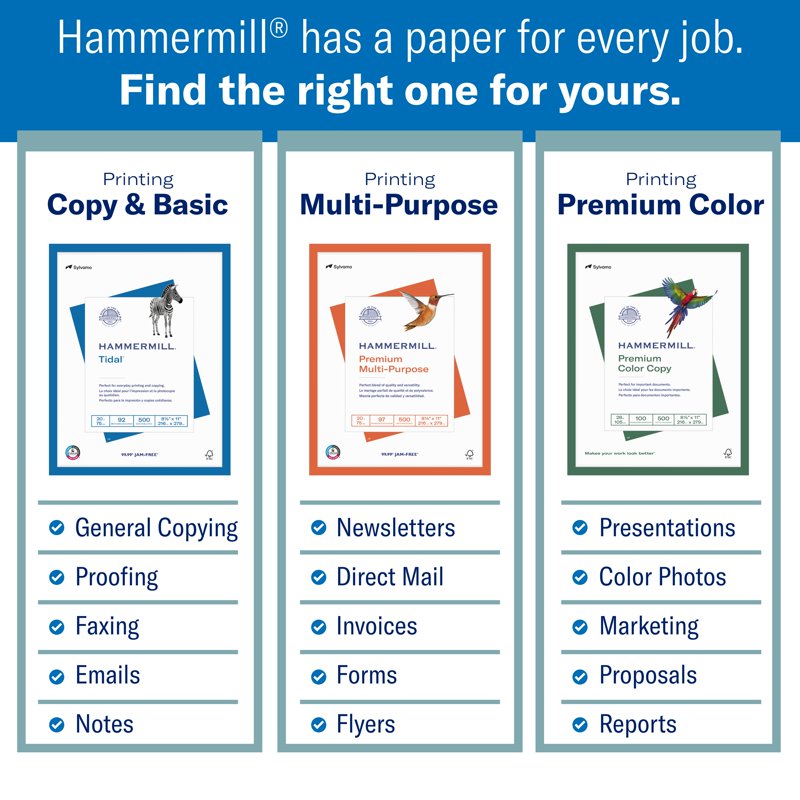 Premium Multipurpose Copy Paper 8.5 x 11 Inches, 20 lb, White, 5 Ream