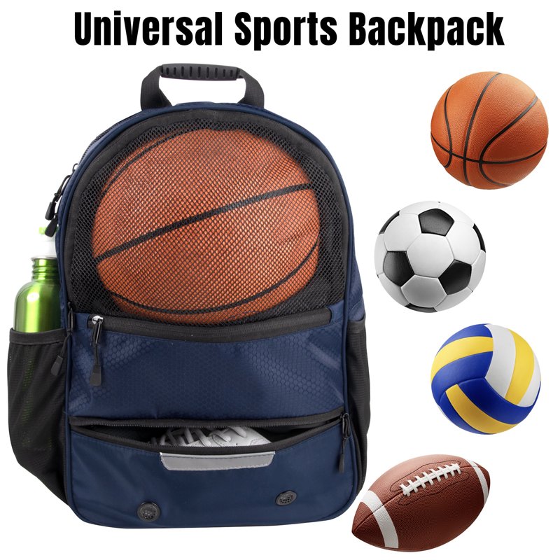 Multi-Sport Backpack with Shoe Compartment & Ball Pocket – 17-Inch Sports Bag for Soccer, Football, Baseball, Basketball & Softball