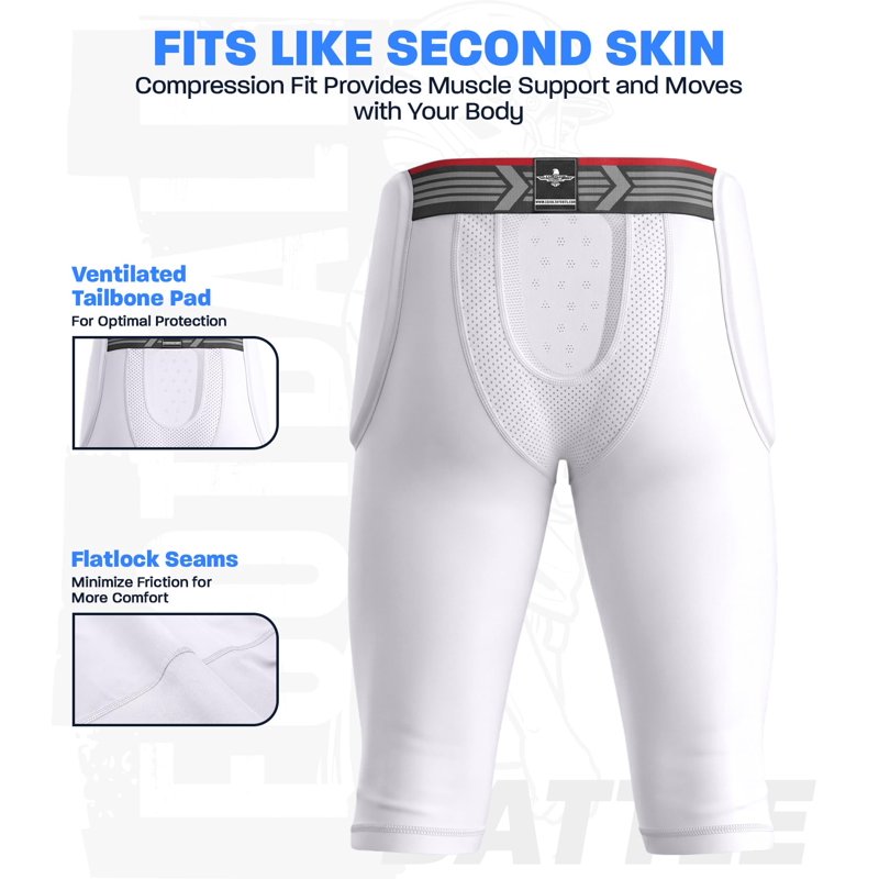 Adult Football Girdle with Protective Padding and Cup Pocket - Lightweight Compression Shorts