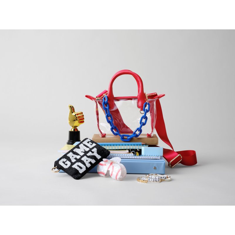 Women's Clear Mini Tote Bag with Top Handle and Crossbody Strap - Stadium-Friendly