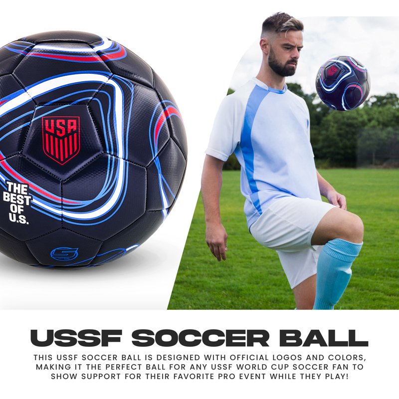 USSF Soccer Ball Size 5 with Pump - Official Franklin Navy Premium Ball for Matches & Training - Variation 5
