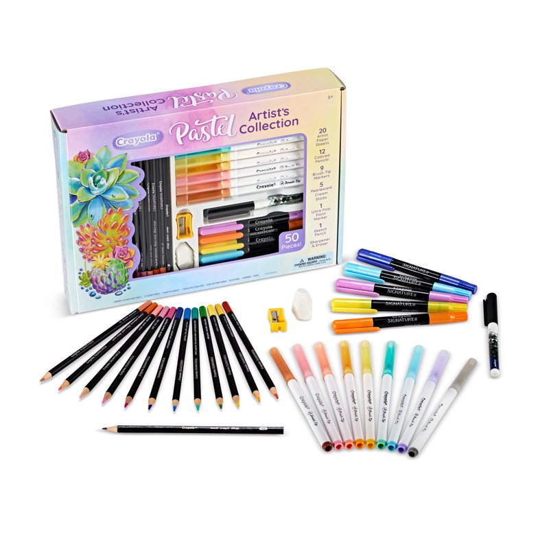 Kids Pastel Art Kit & Coloring Set with Pencils Markers & Drawing Pages