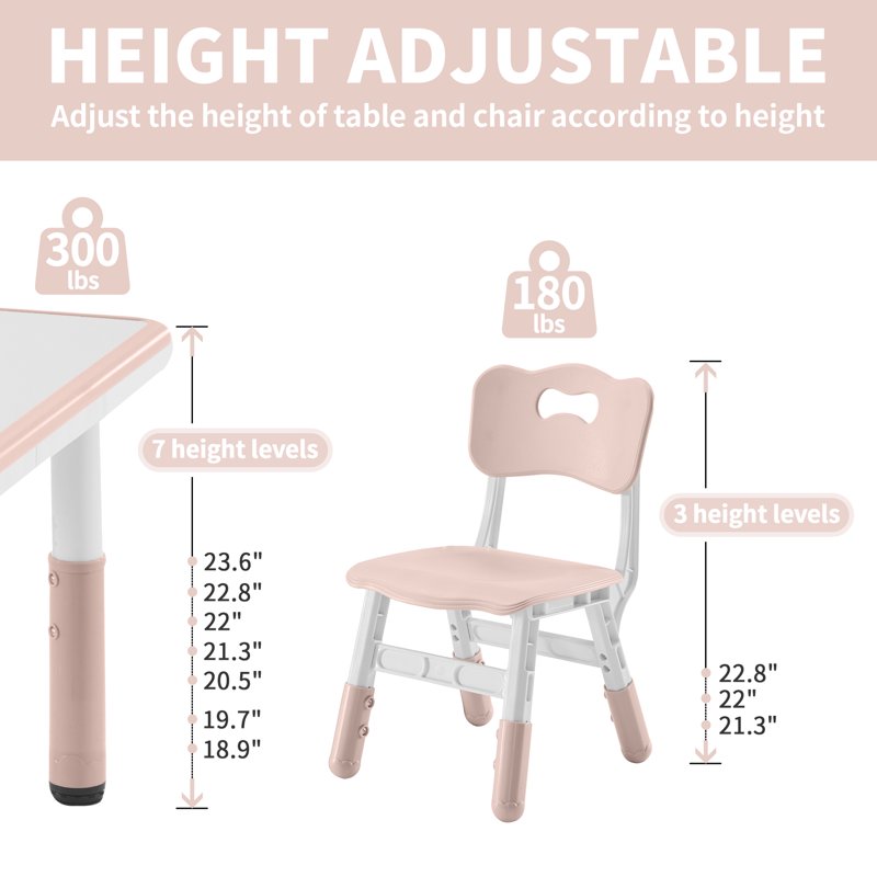 Kids Adjustable Table and Chair Set with Paintable Desktop - Multiple Colors