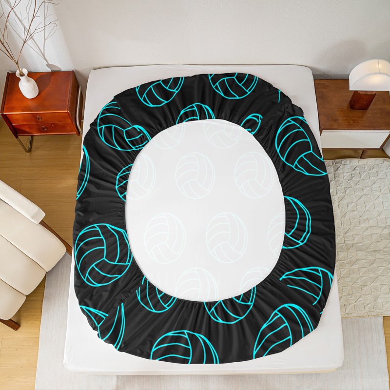 Castle Fairy Twin Sheet Set - 3pc Black Teal Sport Theme Fitted & Flat Sheets
