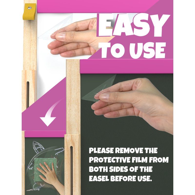 Children's Adjustable Wooden Art Easel with Drawing Paper & Magnetic Letters
