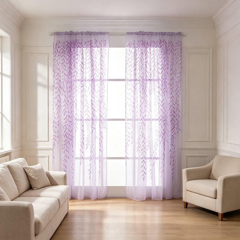 Sheer Curtains 78 Inch Long Light Filtering Pleated Room Divider Drapes