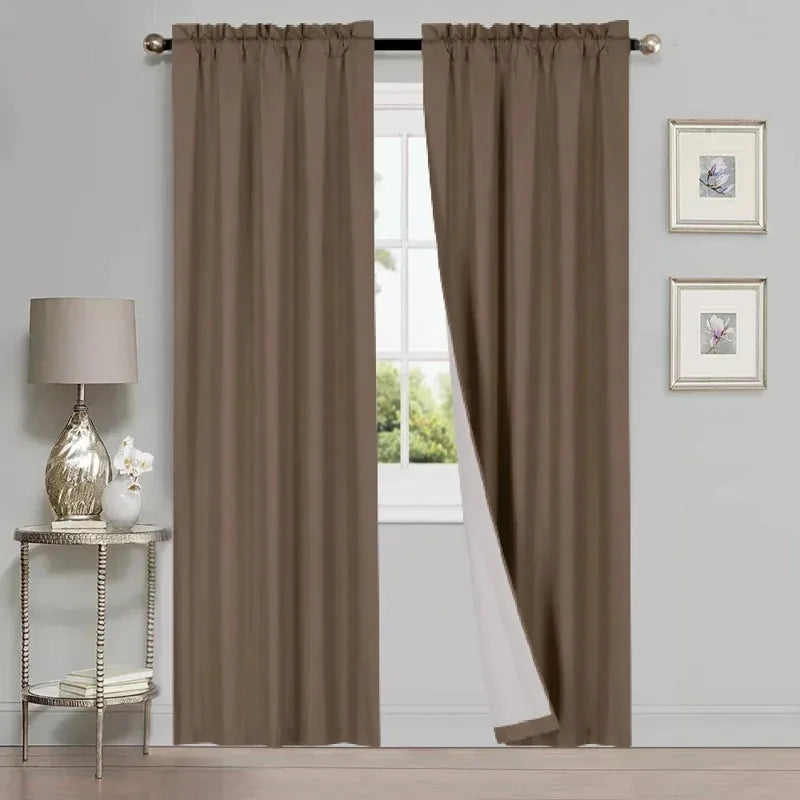Blackout Window Curtain Panel 37x84 Inches - Light Blocking Microfiber Drapes